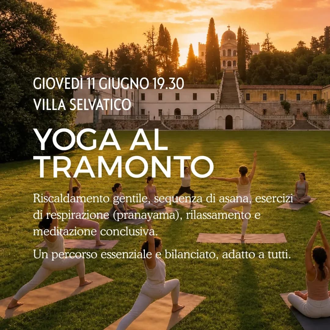 Locandina evento: Yoga a Villa Selvatico - Giovedì 11 Giugno 19.30